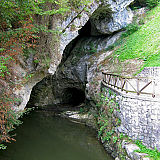 Ponikalnice s fliša se na stiku z apnencem izgubljajo v podzemlje – ponor Pivke v Postojnsko jamo (Foto: M. Petrič).